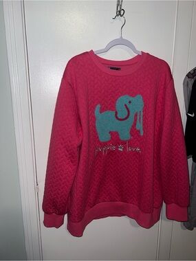 Puppie love Pink quilted Crewneck Sweater